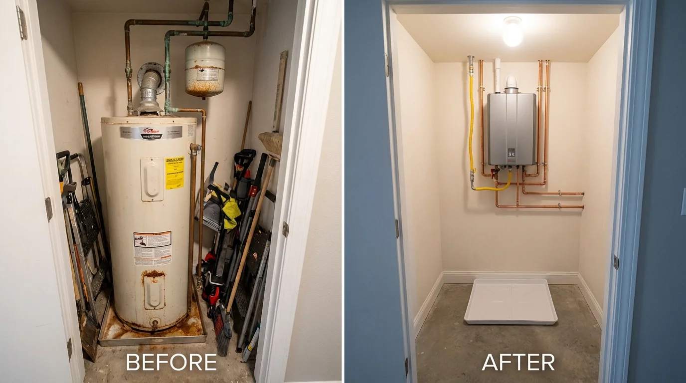 Tank water heater versus wall-mounted tankless unit comparison for Franklin, LA homeowners